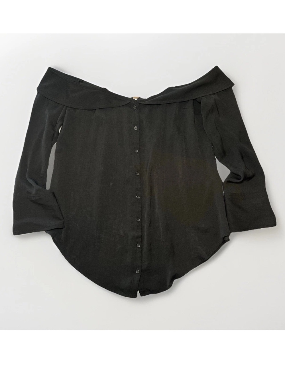 Free People Black Top Off Shoulder Adjustable Strap Women’s XS Flowy Oversized